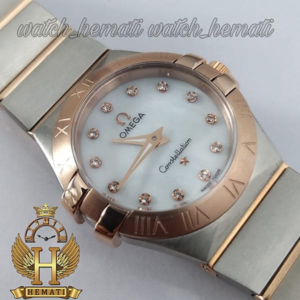 ساعت مچی زنانه امگا کانستلیشن OMEGA CONSTELLATION OMCL100 نقره ای رزگلد (صفحه سفید صدفی) — تصویر ۸