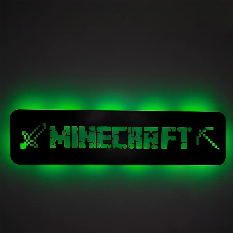 چراغ دیواری نئون RGB مدل ماینکرفت (Minecraft) | سایز ۷۰×۲۰ سانتی‌متر — تصویر ۳