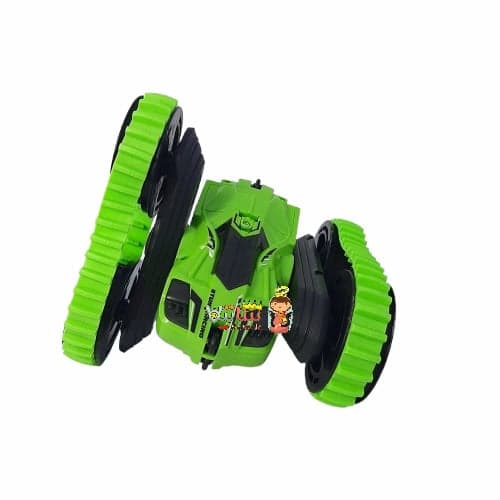 اسباب بازی ماشین کنترلی چرخ زنجیری رنگ سبز STUNT CAR