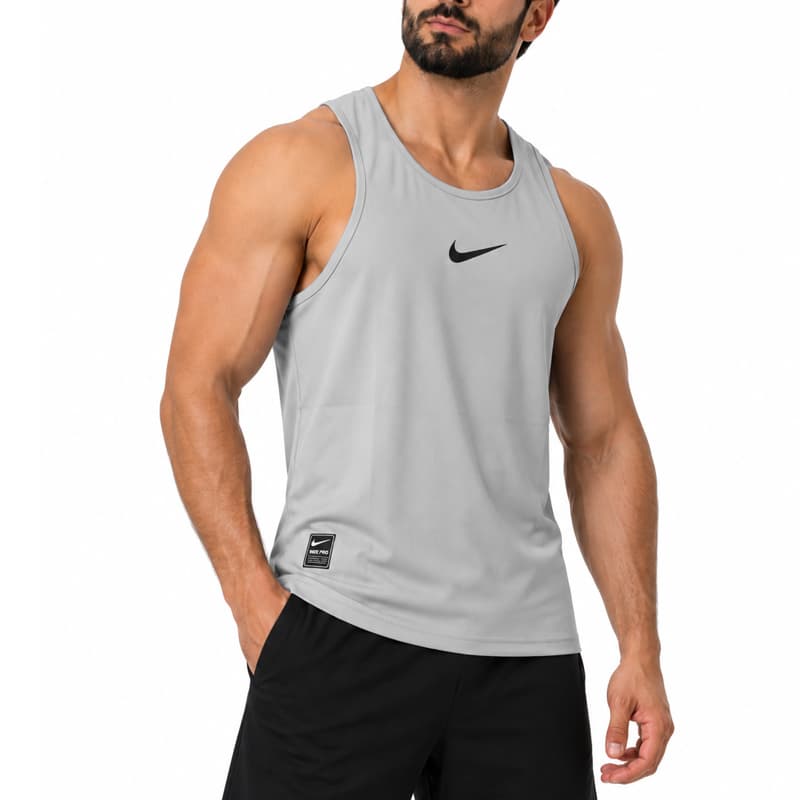 رکابی ورزشی مردانه نایک مدل Dri Fit-YC502 طوسی — تصویر ۲