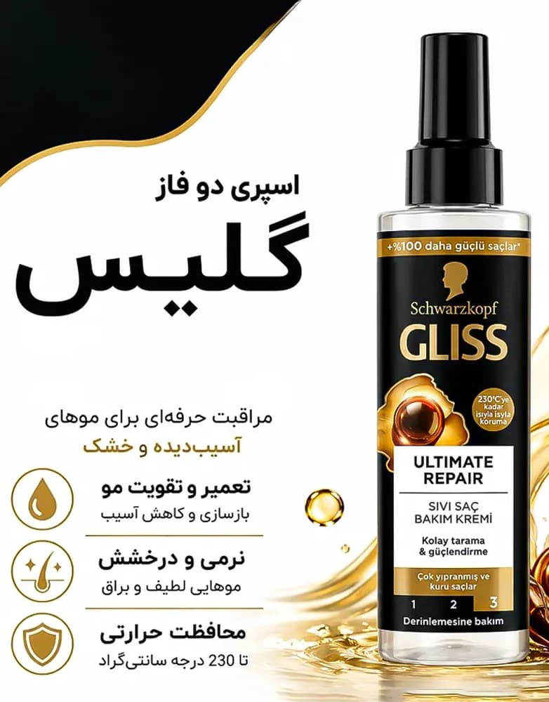 اسپری مو دو فاز گلیس مدل Ultimate Repair | حجم 200 میل — تصویر ۲