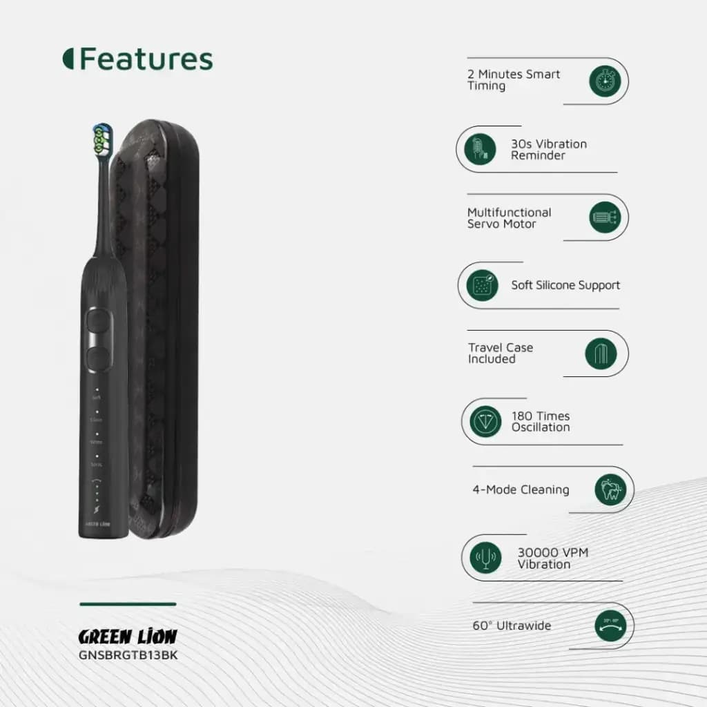 مسواک برقی Ultrawide گرین لاین مدل Green Lion Smart Brush 60° — تصویر ۴