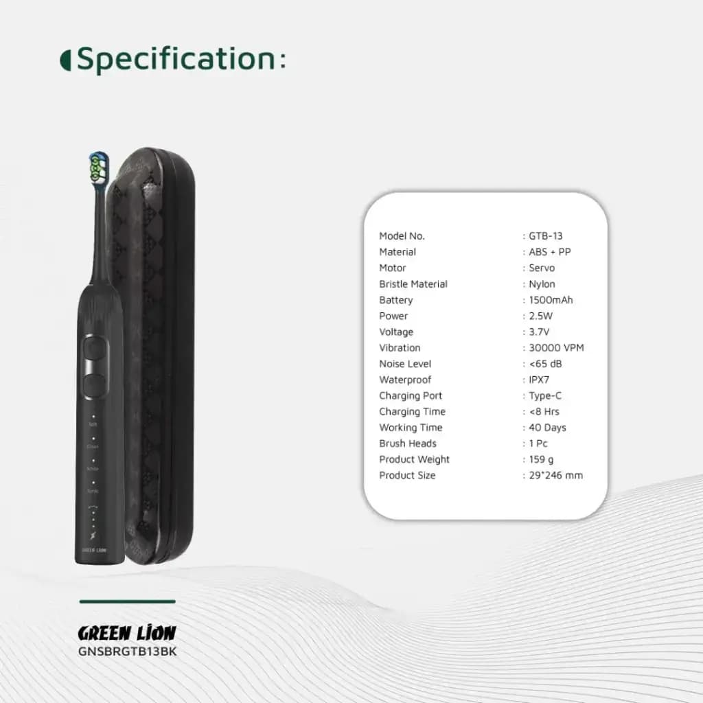 مسواک برقی Ultrawide گرین لاین مدل Green Lion Smart Brush 60° — تصویر ۶