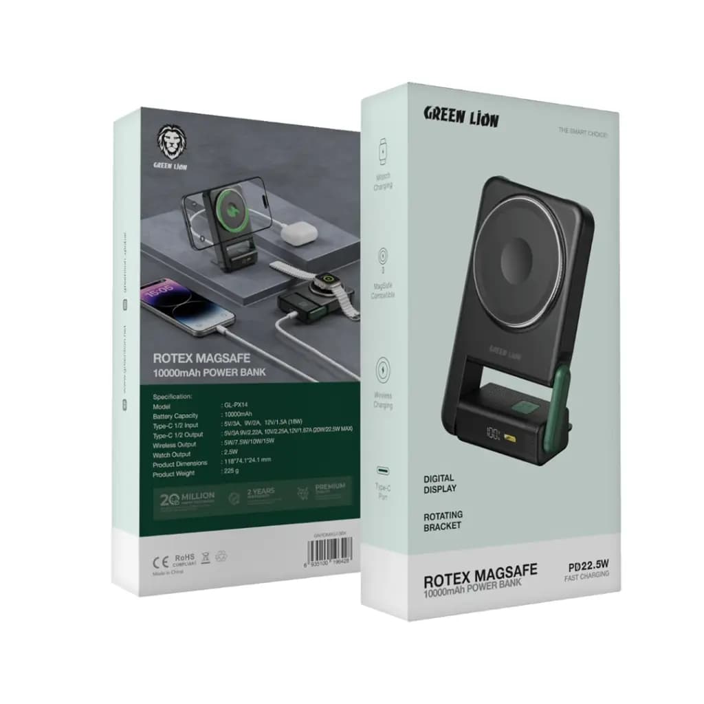 پاوربانک 10000 هزار مگ سیف 22.5 وات گرین لاین Green Lion Rotex 10000mAh GL-PX14 — تصویر ۲