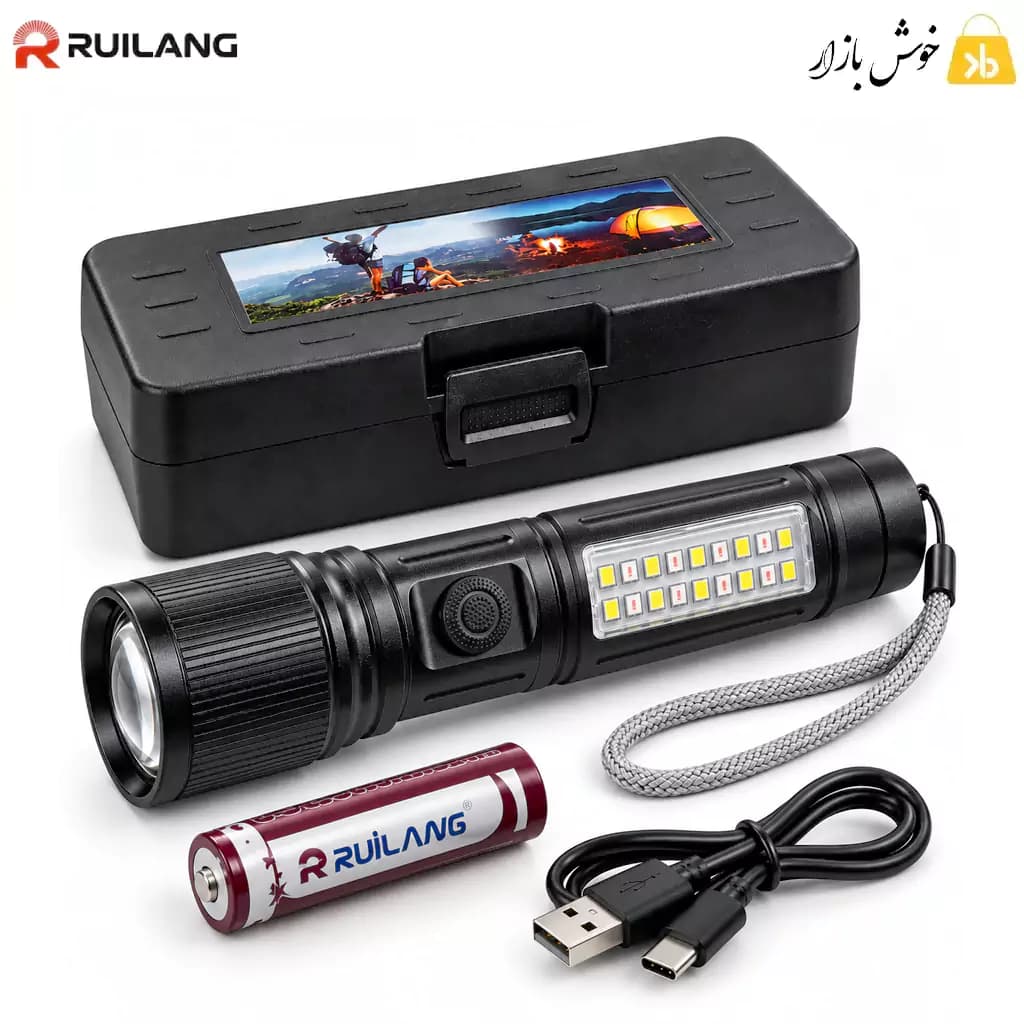 چراغ قوه شارژی زوم‌دار رویلانگ مدل RL-S003 با چراغ جانبی LED