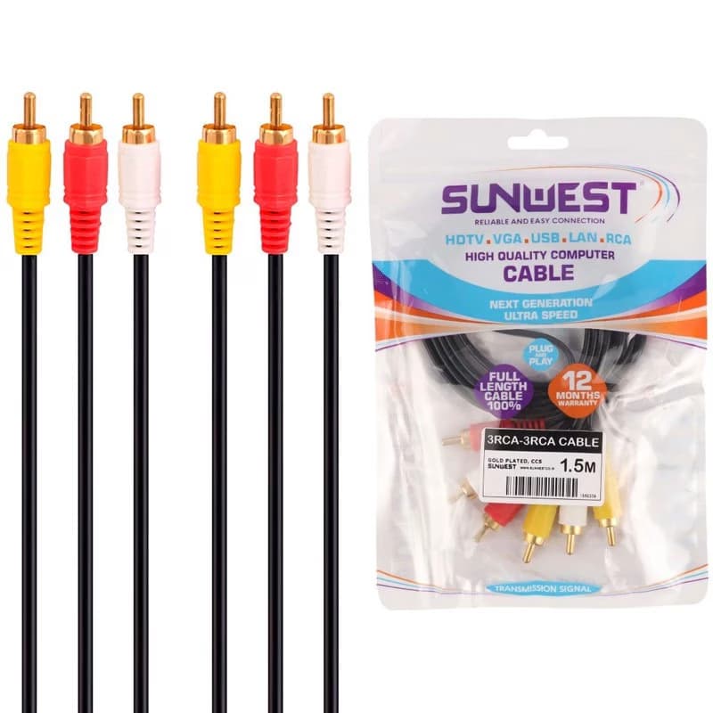 کابل تصویر 3 به 3 AV RCA سان وست طول 3 متر