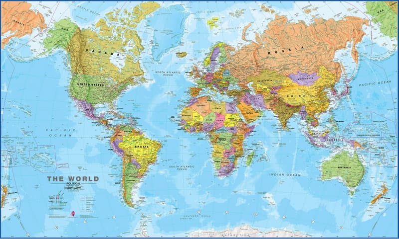 پوستر دیواری طرح نقشه جهان مدل سیاسی اطلس (Atlas World Map)