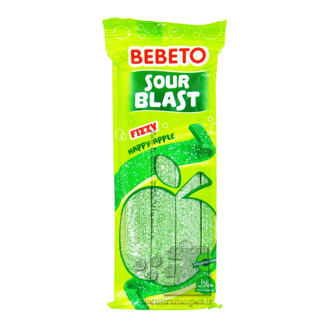 پاستیل شکری نواری سیب ترش ( گیاهخواری ) ۱۸۰ گرم ببتو – bebeto