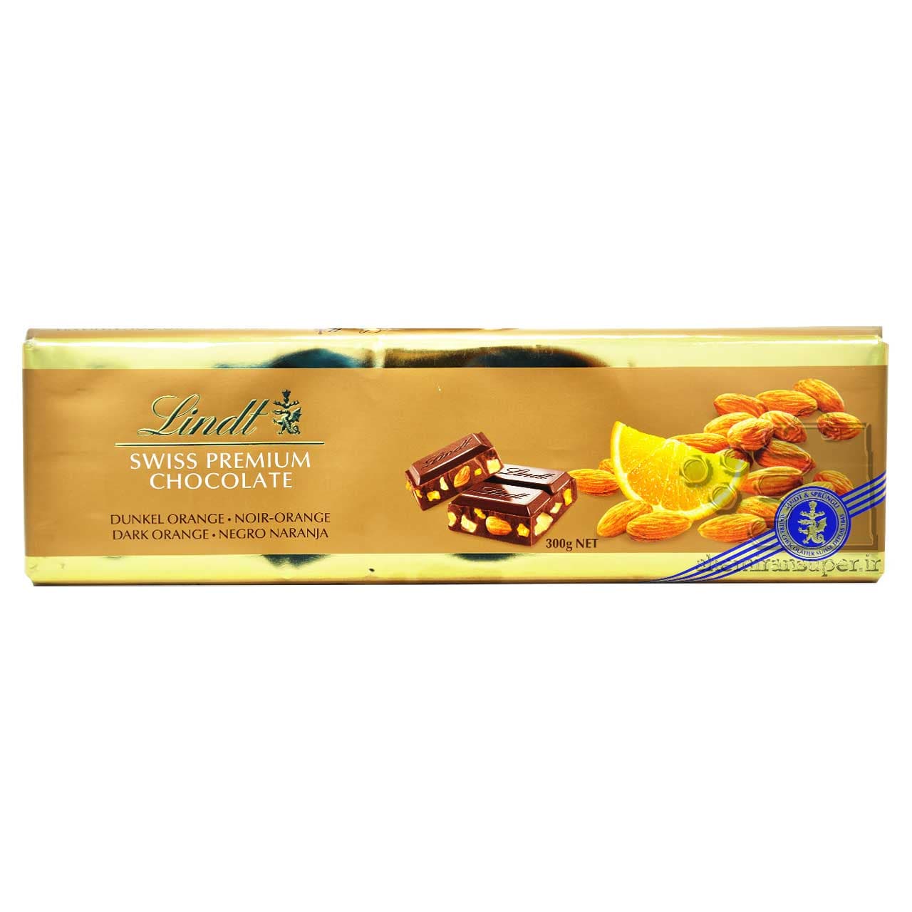 شکلات تلخ با پرتقال و بادام ۳۰۰ گرم پریمیوم لینت – lindt