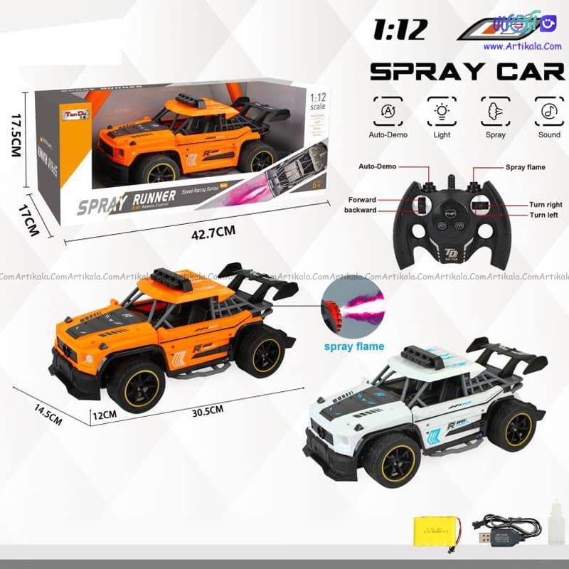 ماشین کنترلی مسابقه ای دودزا مدل spray runner 6912