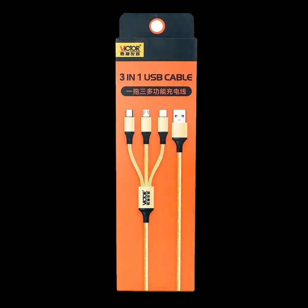 کابل تبدیل سه کاره USB به MicroUSB، Type C, LIGHTNING ویکتور مدل VICTOR 10015