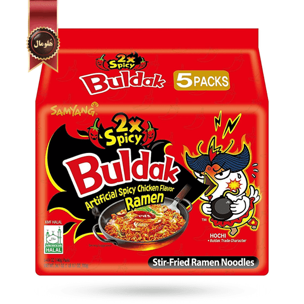 نودل سامیانگ samyang مدل بولداک تند دبل buldak spicy2 وزن 140 گرم پک 5 تایی (اورجینال)