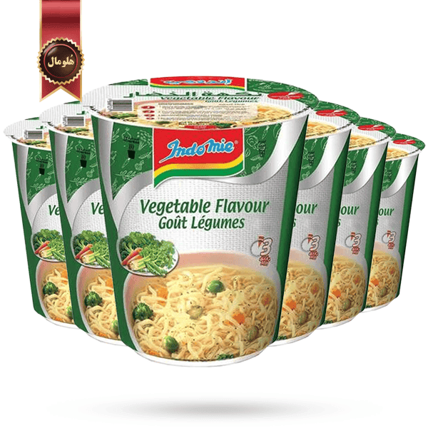 6 عدد نودل لیوانی اندومی indomie مدل سبزیجات vegetable وزن 60 گرم (اورجینال)