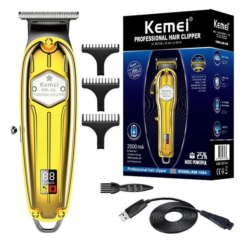 ماشین اصلاح موی سر و صورت شارژی کیمی Kemei KM-i5S | موتور ۶۰۰۰ دور + (گارانتی طلایی) — تصویر ۵
