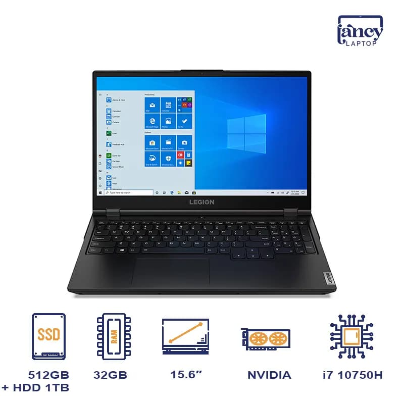 لپ تاپ استوک 15.6 اینچی لنوو Legion 5 Core i7-10750H 32GB DDR4 512GB SSD + 1TB HDD NVIDIA GeForce GTX 1660 Ti 6GB GDDR6