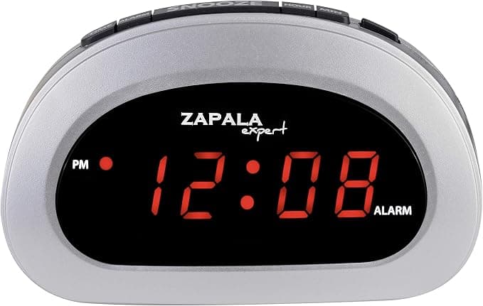 ساعت زنگ‌دار دیجیتال LED رومیزی نقره‌ای | LED Digital Alarm Clock Silver — تصویر ۲