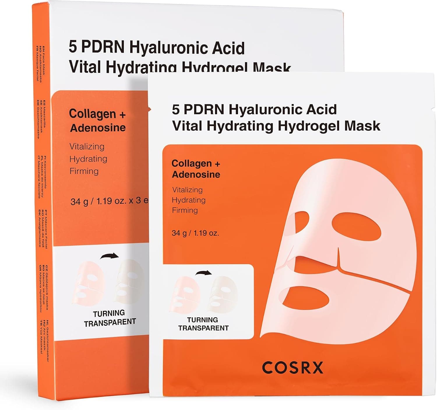 ماسک هیدروژل آبرسان و سفت‌کننده پپتاید ۱۳۲ کوزارکس COSRX Peptide 132 5 PDRN Hyaluronic Acid Hydrogel Mask مناسب انواع پوست حجم 34میلی لیتر شامل 3 ورق