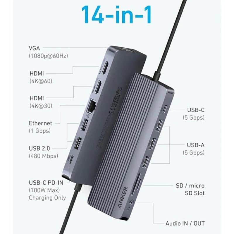 هاب 14 پورت Type-C انکر A8389HA1 — تصویر ۲