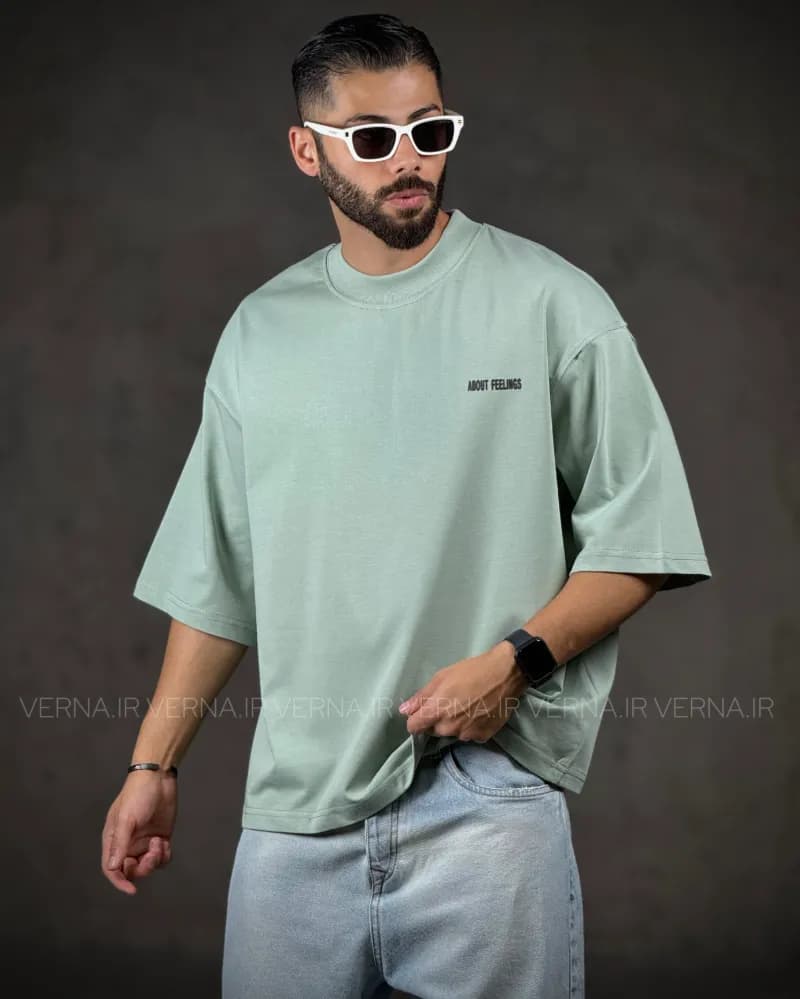 تیشرت مردانه باکسی پشت چاپ ABOUT FELLINGS