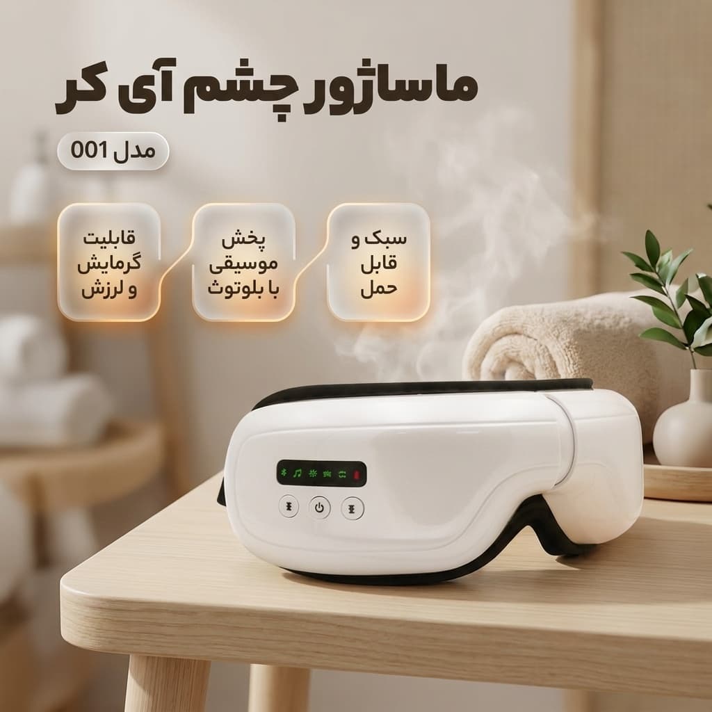 ماساژور چشم هوشمند مدل 001 مجهز به گرمایش، کیسه هوا و پلیر موسیقی — تصویر ۲