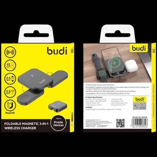 شارژر بی سیم Budi WL4500B | شارژر 3 کاره 20 وات — تصویر ۲