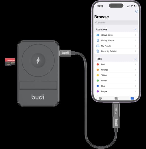 شارژر وایرلس Budi WL511B | کیت 14 کاره و رم ریدر — تصویر ۲