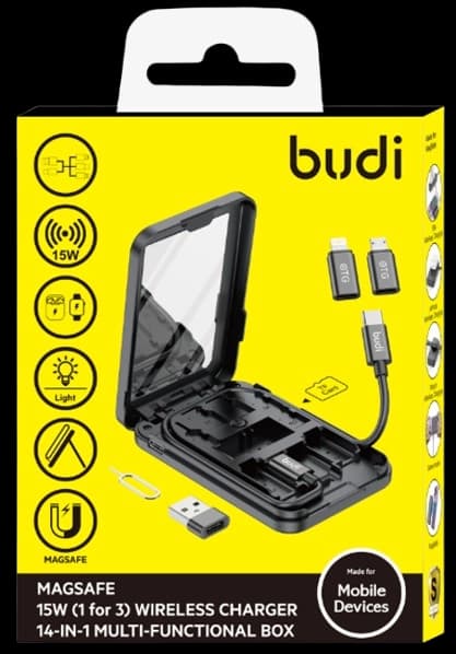 شارژر وایرلس Budi WL511B | کیت 14 کاره و رم ریدر — تصویر ۴