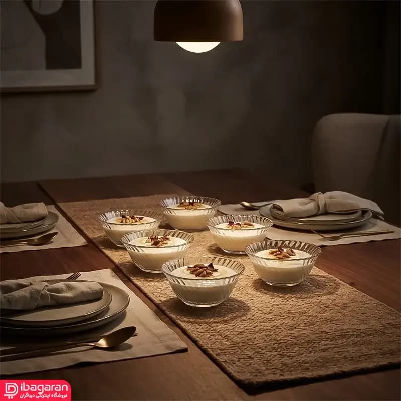 پیاله ماست خوری بلور 6 عددی مدل دایموند — تصویر ۶