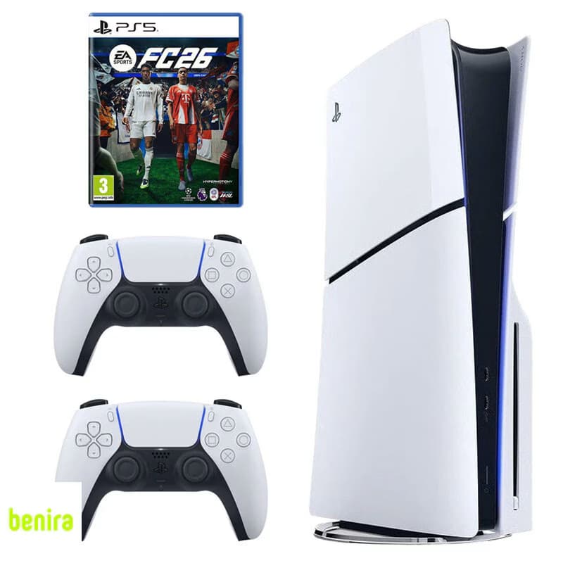 کنسول بازی سونی مدل PlayStation 5 Slim ریجن اروپا سری 2016A نسخه دیسکخور ظرفیت یک ترابایت به همراه دسته اضافی و بازی EA SPORTS FC 26 — تصویر ۲