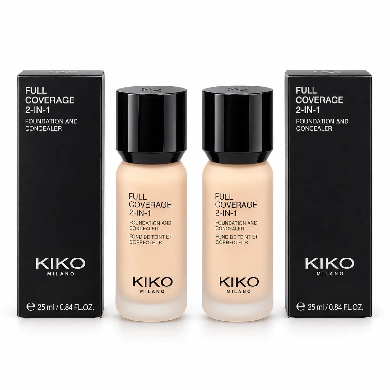 کرم پودر و کانسیلر دوکاره کیکو میلانو KIKO Milano مدل Full Coverage 2-in-1 حجم 25 میلی لیتر