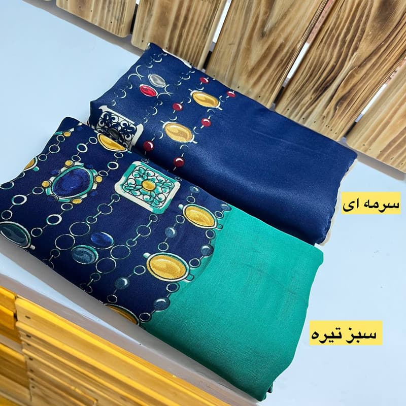روسری زنانه نخی مجلسی طرح یاقوتی کد 0062 — تصویر ۴