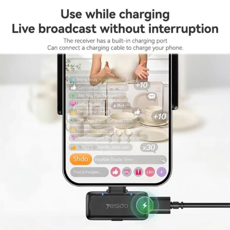 میکروفون یقه ای بی سیم دوتایی یسیدو KR24 Lightning — تصویر ۵