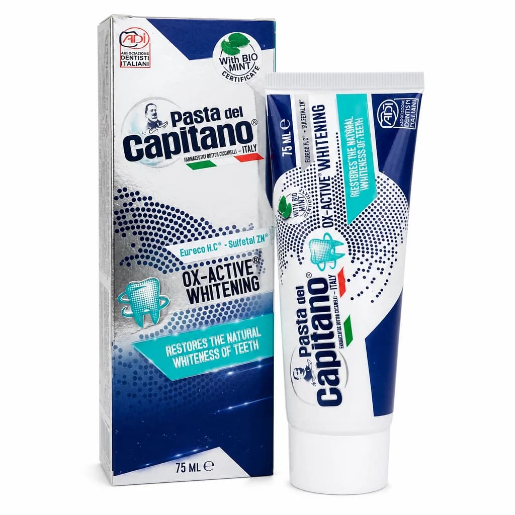 خمیر دندان سفید کننده اکتیو پاستا دل کاپیتانو 75 میلی لیتر Pasta Del Capitano OX Active Whitening Toothpaste