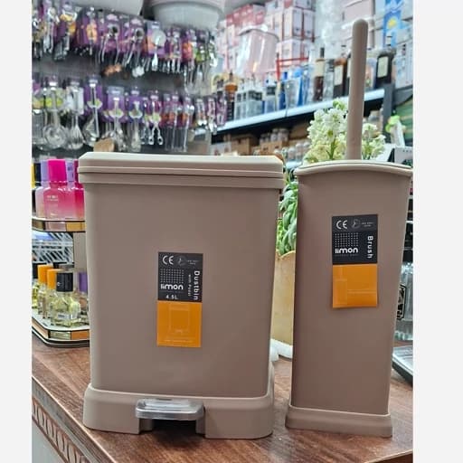 سطل و فرچه مربعی 4.5 لیتری موکا لیمون ست سطل و فرچه دوجداره پدال دار دستشویی پلاسکو مهر فیلبندشاپ مدل 847850