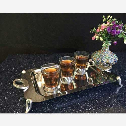 سینی استیل مستطیل بزرگ حلقه نگین دار سافینوکس کد 105 — تصویر ۲