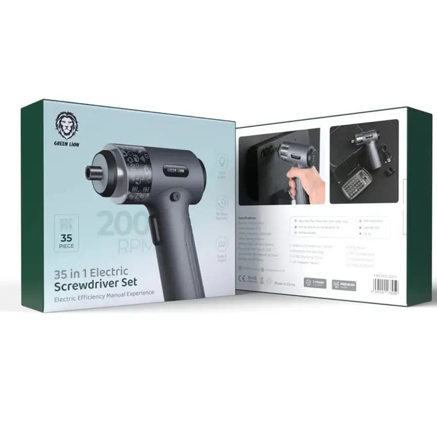 پیچ گوشتی شارژی گرین لاین مدل GN35IN1ELSDG‏ گرین لاین Green Lion 35 in1 — تصویر ۳