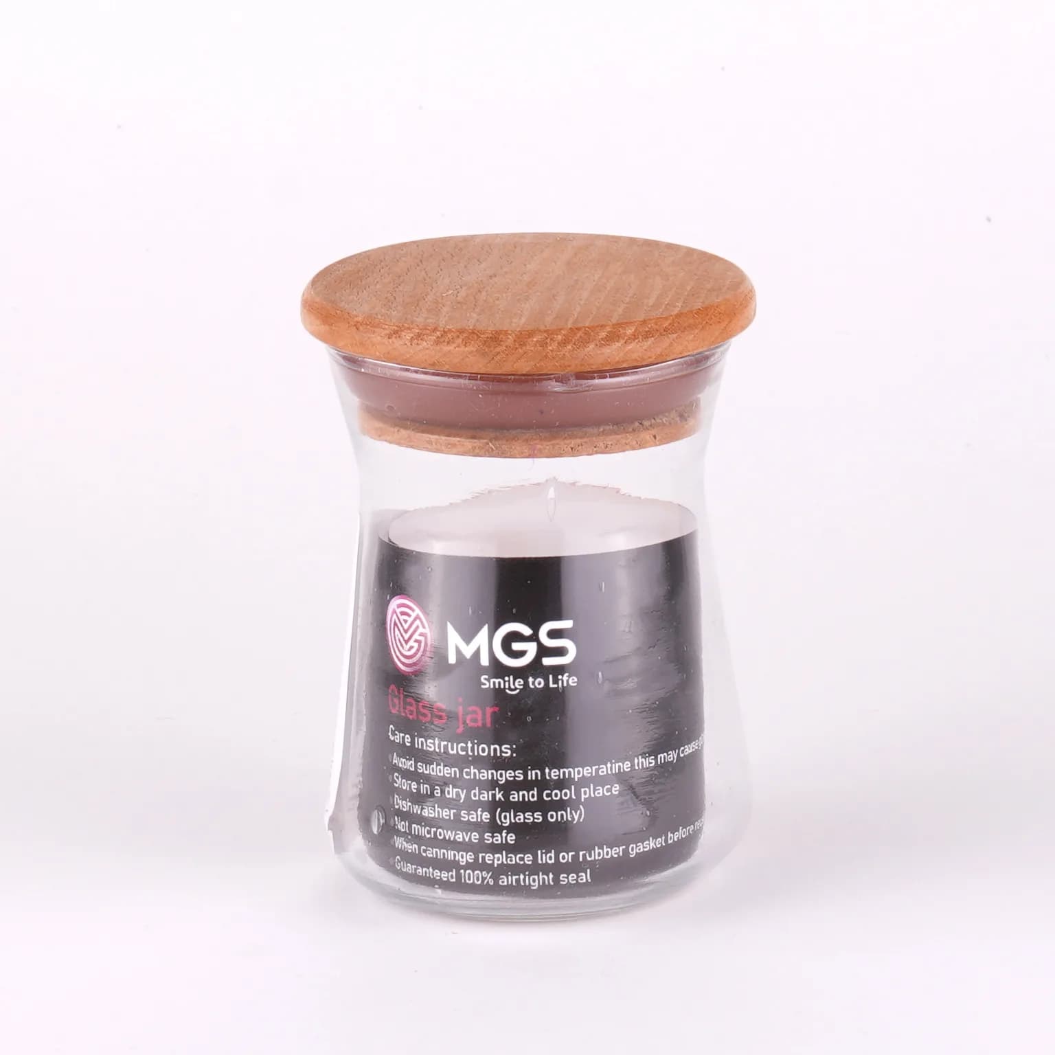 جا ادویه شیشه ای با درب چوبی 200سی سی MGS
