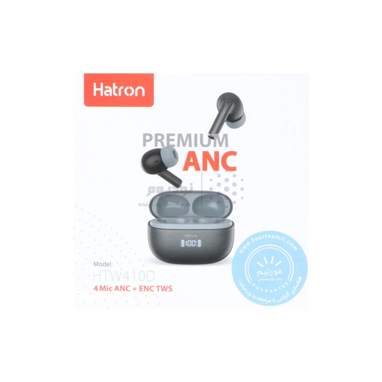 ایرفون بی سیم Hatron مدل HTW410D (4 میکروفون ANC+ENC) – مشکی — تصویر ۳