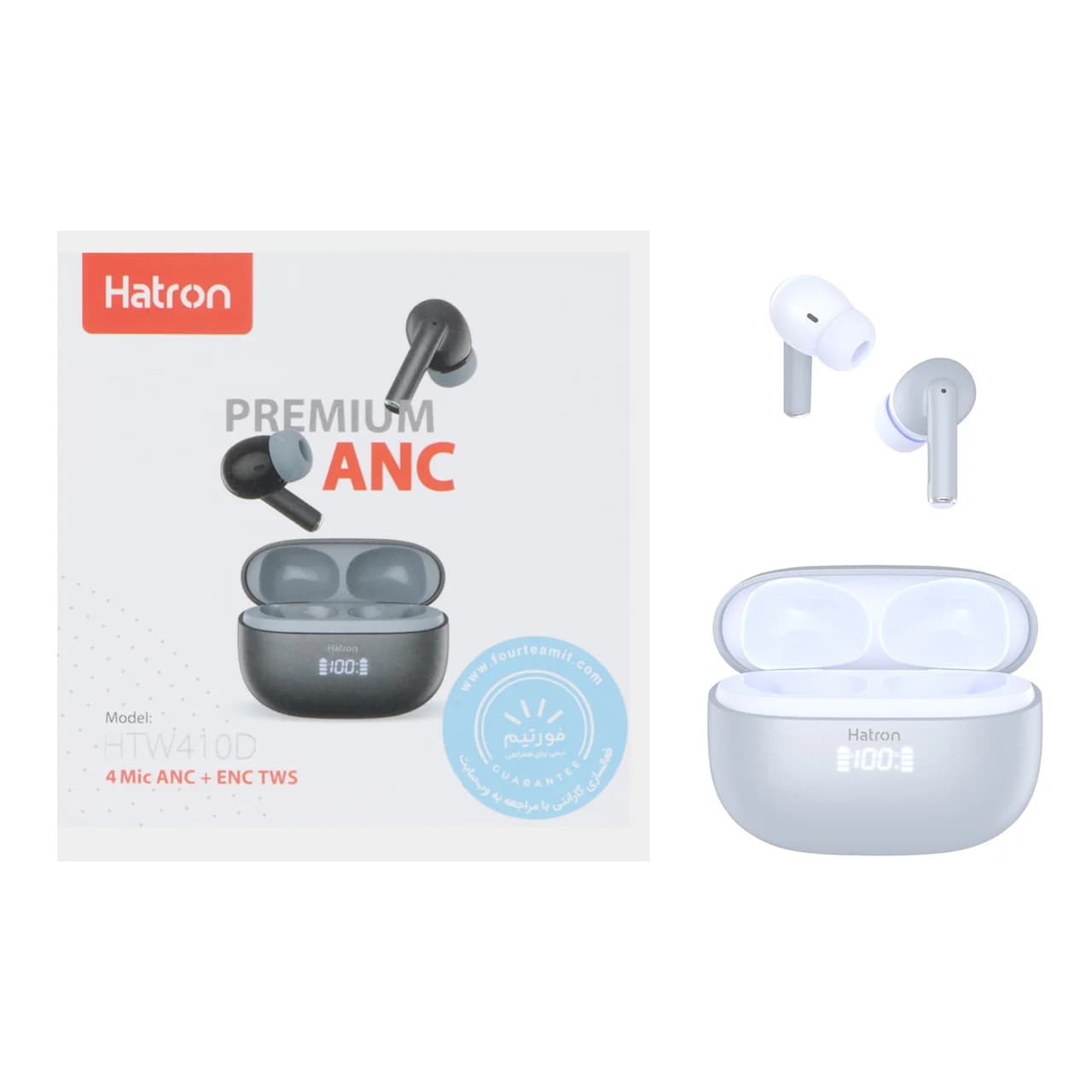 ایرفون بی سیم Hatron مدل HTW410D (4 میکروفون ANC+ENC) – آبی