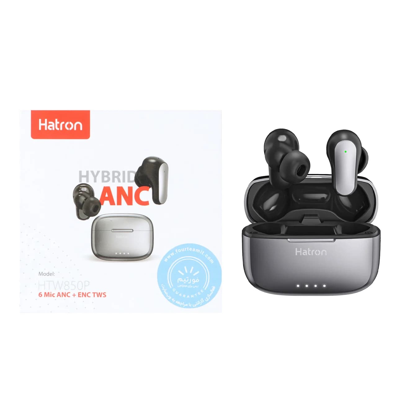 ایرفون بی سیم Hatron مدل HTW850P (6 میکروفون ANC+ENC) – مشکی
