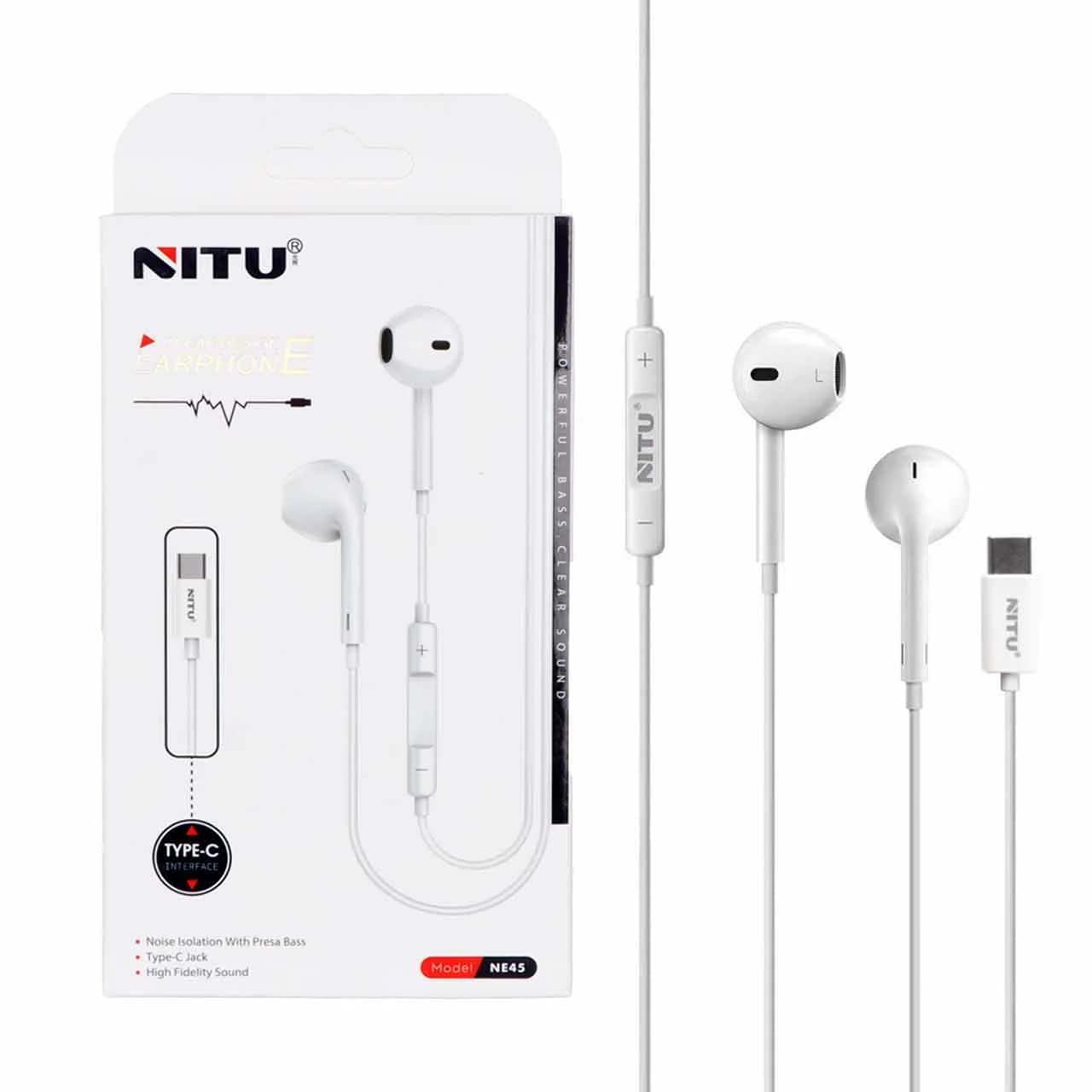 هندزفری باسیم Nitu Type-C مدل NE45 – سفید