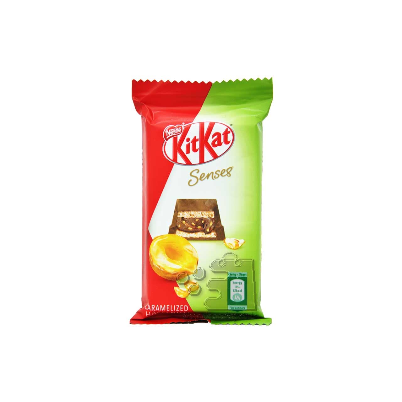 شکلات با بیسکوییت و مغز فندق کاراملی ۴۰ گرم سنسز کیت کت – kitkat