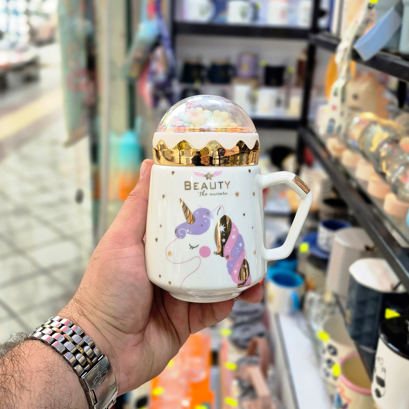 ماگ سرامیکی یونیکورن درب دونه برفی — تصویر ۳