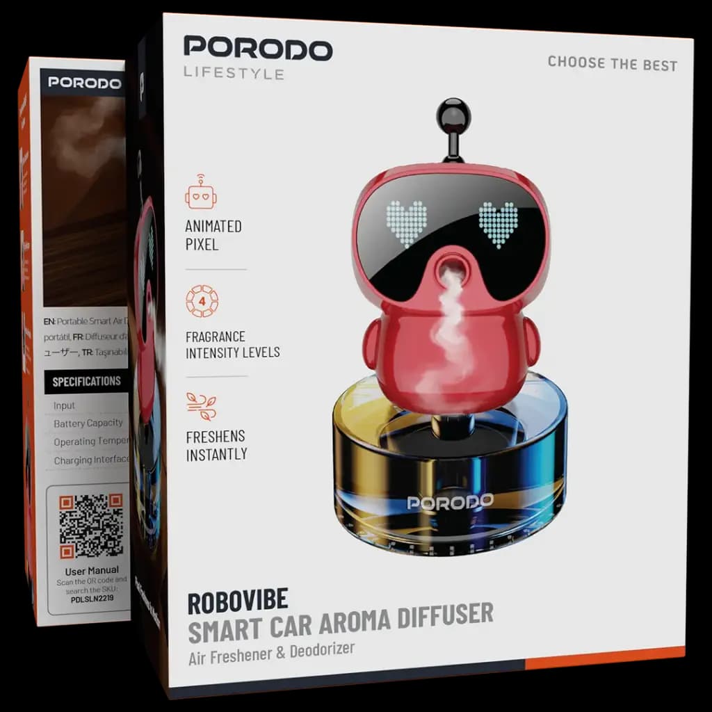 خوش بو کننده خودرو پرودو مدل Porodo Robovibe Smart Car Aroma Diffuser — تصویر ۲