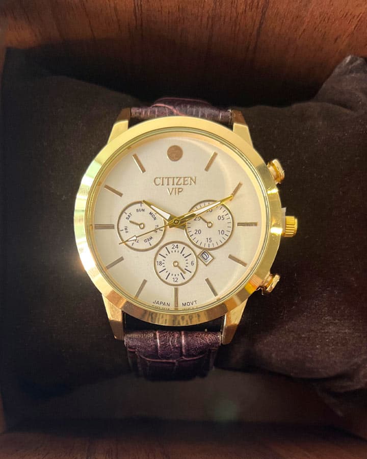 ساعت مردانه cttizen vip طرح سه موتوره (قهوه ای) — تصویر ۲