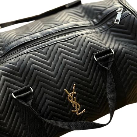 ساک مسافرتی چرم مصنوعی گلدوزی YSL — تصویر ۳