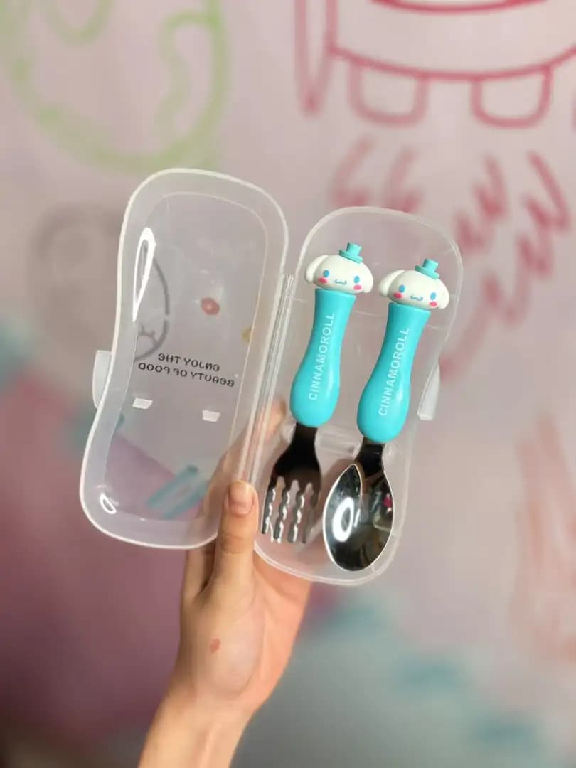 قاشق و چنگال فلزی دسته پلاستیکی فانتزی