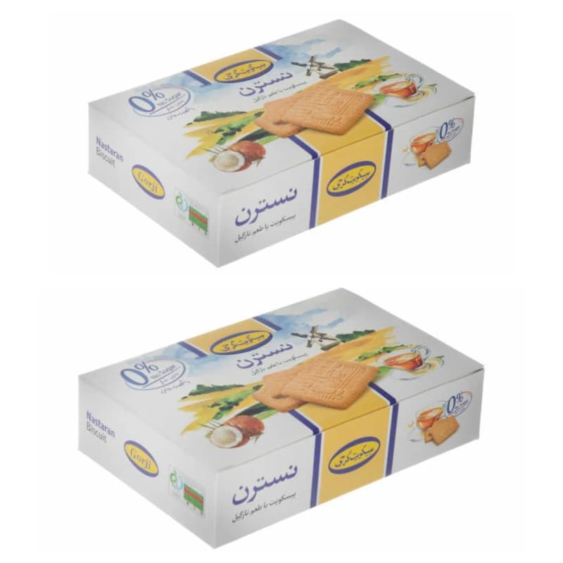 بیسکویت نسترن بدون شکر باطعم نارگیل گرجی – 330 گرم بسته 2 عددی