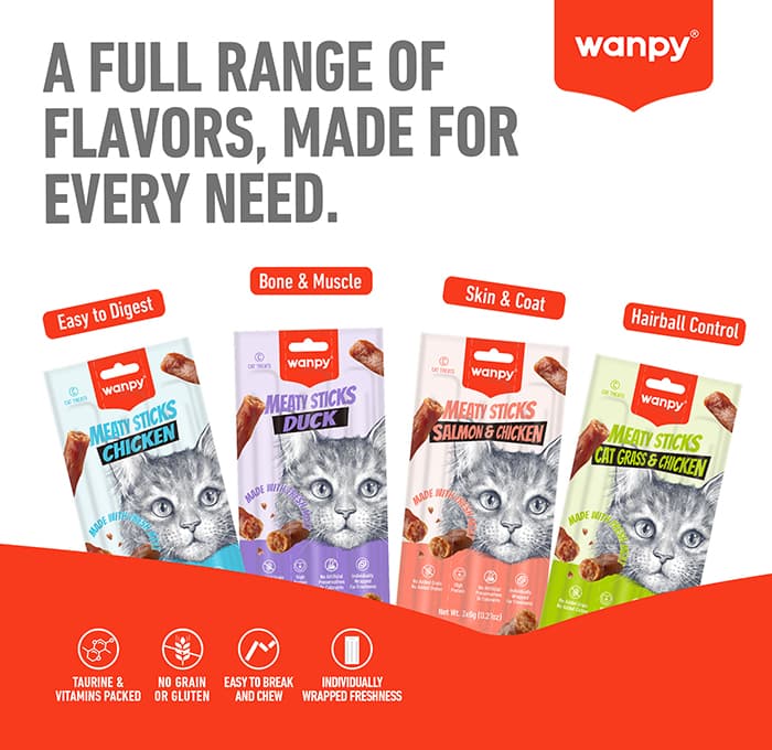 تشویقی مدادی گربه ونپی مرغ و ماهی سالمون Wanpy تعداد 3 عدد — تصویر ۲