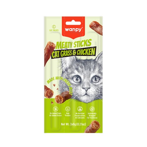 تشویقی مدادی گربه ونپی مرغ و علف گربه Wanpy تعداد 3 عدد
